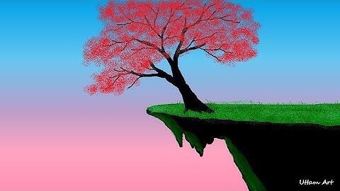 How to draw in mspaint | tree drawing | paint in computer | scenery drawing |