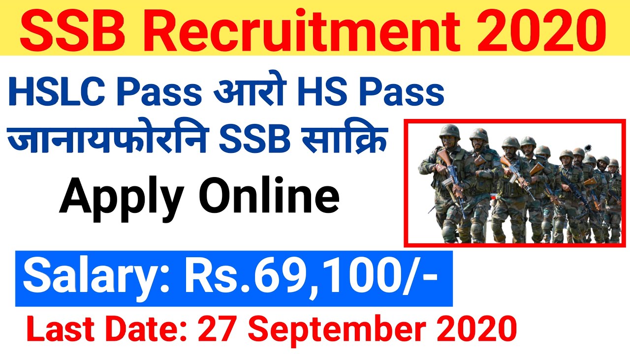 SSB Recruitment 2020 Apply Online for 1522 Post, HSLC & HS Pass Apply Online | Eligibility & Apply |