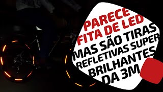 Parece led mas são tiras refletivas super brilhantes da 3M.Veja como ficaram nas bikes da Pedaleria.