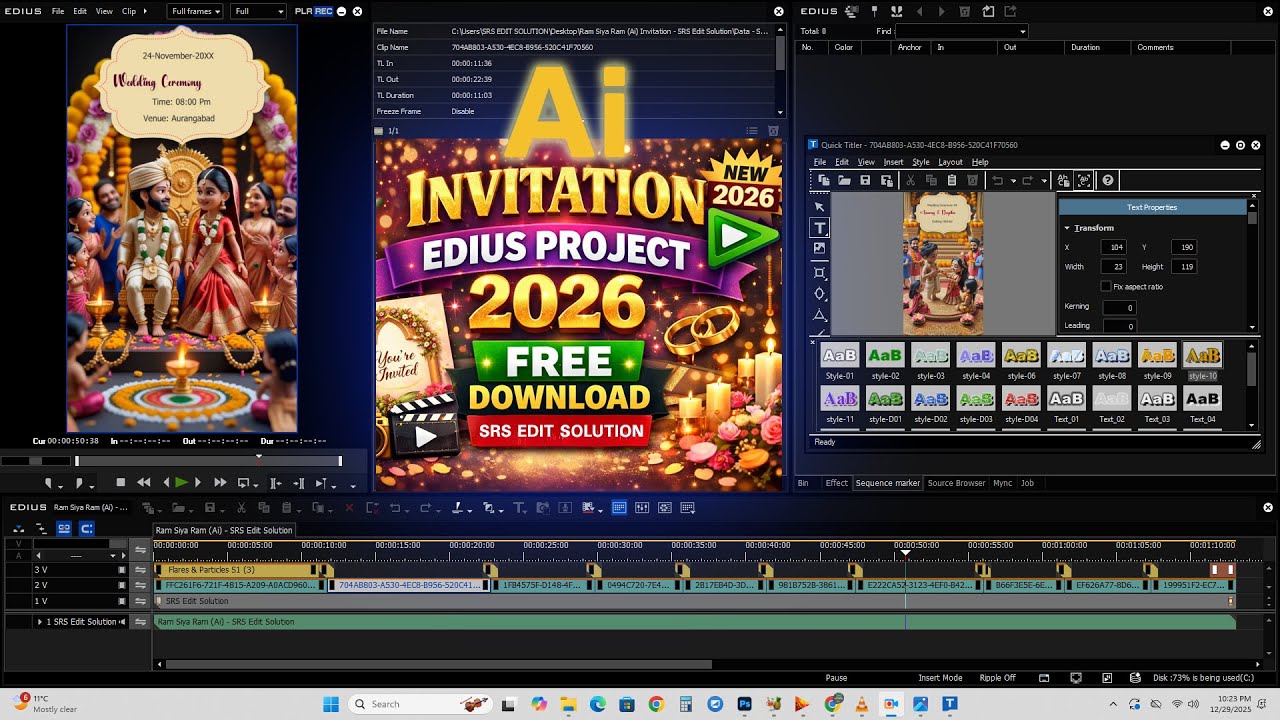 Ai Tending  Edius Invitation Project 2026 || Ai Wedding Invitation Project || Edius Free Project