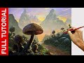 Creating a Stunning Mushroom Forest Landscape | Acrylic Painting Tutorial by JMLisondra