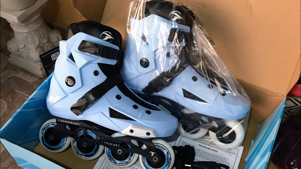 Unboxing - Patins traxart Revolt azul bebê - Lançamento -