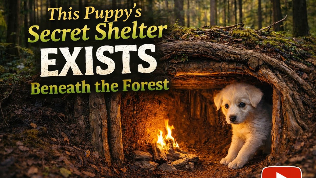 Secret Forest Shelter Built for a Puppy 🐶 | Silent AI Camping ASMR