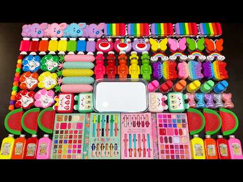 MIXING SLIME WITH CLAY VS MAKEUP VS GLITTER ! Mixing Random Things Into GLOSSY Slime #7534
