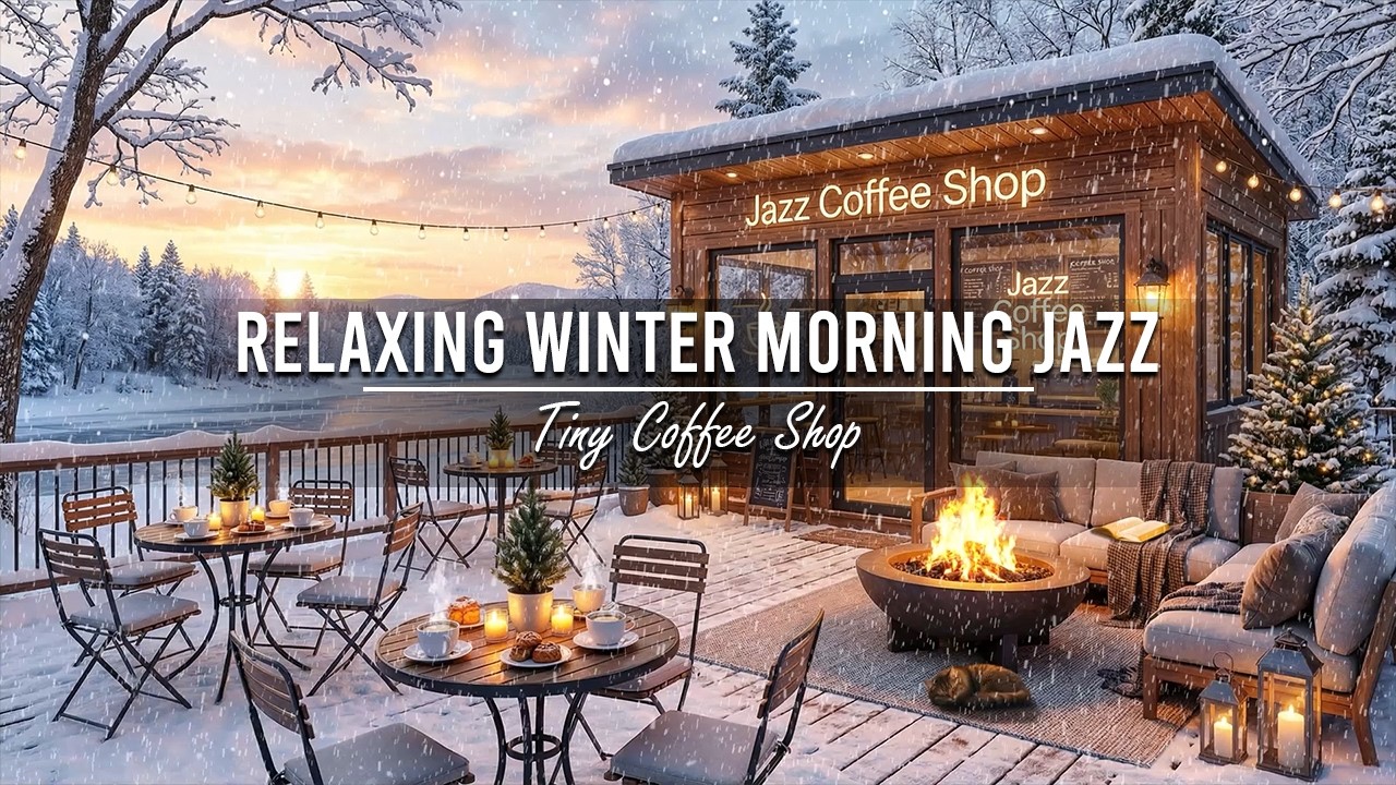 Relaxing Winter Morning Jazz ☀❄ Outdoor Coffee Shop Ambience & Soft Piano Jazz Music for Good Moods