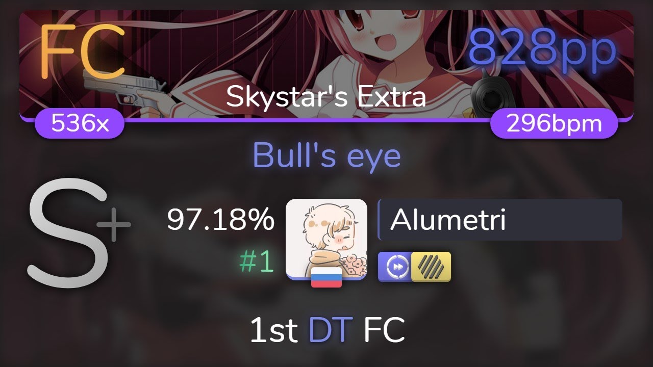 [8.88⭐Live] Alumetri | nano - Bull's eye [Skystar's Extra] 1st +HDDT FC 97.18% {#1 828pp FC} - osu!