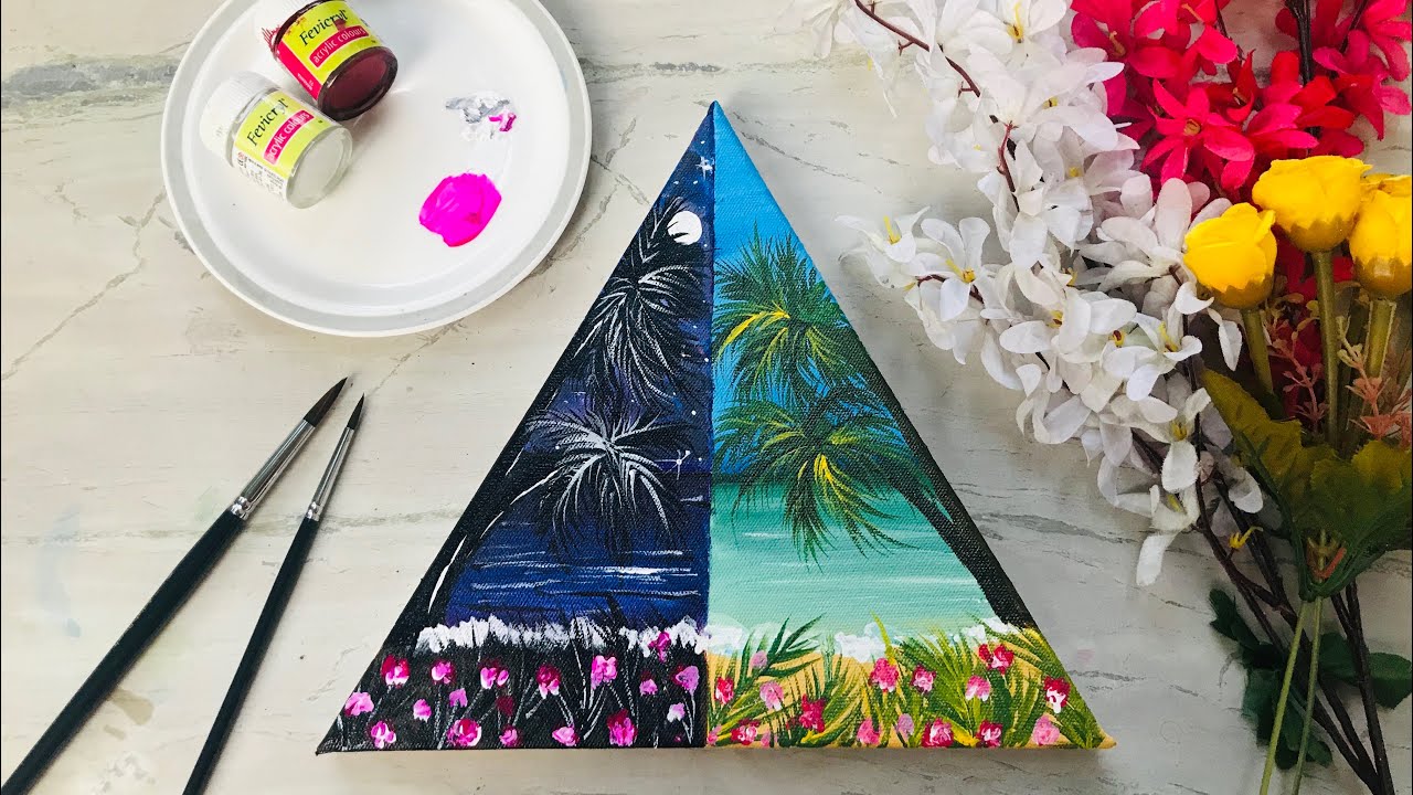 How to paint Day & Night painting with acrylics Day And Night