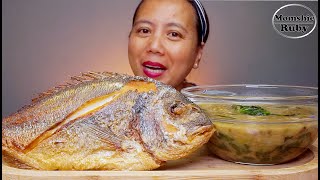 CRISPY FRIED SEABASS FISH | SAUTEE MUNG BEANS | PRITONG ISDA AT GINISANG MUNGGO | MUKBANG ASMR