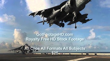 US Navy AV-8B Harrier Jump Jet Perform Vertical Carrier Landing by GotFootageHD.com