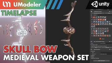3D Modeling in Unity - Timelapse of Modeling & Unwrapping a Skull Bow of Medieval Weapon Set