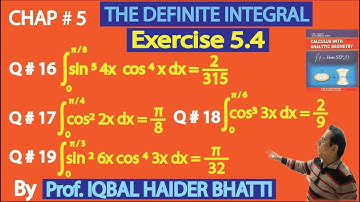 Ch#5|The Definite Integral| Ex 5.4 Q16,17,18 & 19|Calculus & Analytic Geometry by SM Yusuf Lec 36