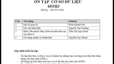 Ôn tập CSDL cơ bản nhưng 10 điểm (tự học) || 3, 4