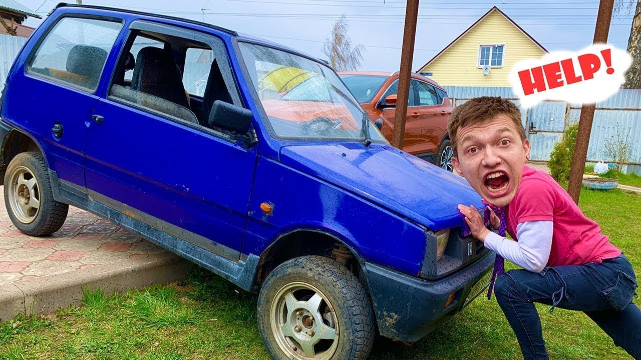 Mr. Joe drank Power Enhancer and pushed Stuck Broken Russian Mini Cooper 13+