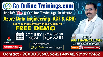 New Azure Data Factory online batch starts on July 26th, 2024 @ 9:30 AM IST | Bhaskar Jogi |