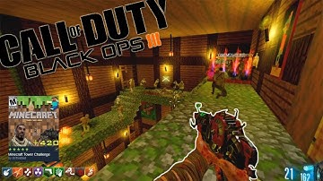 Minecraft Tower Challenge Custom Zombies Map 4 Player Gameplay. (Call of Duty Black Ops 3 Mods)