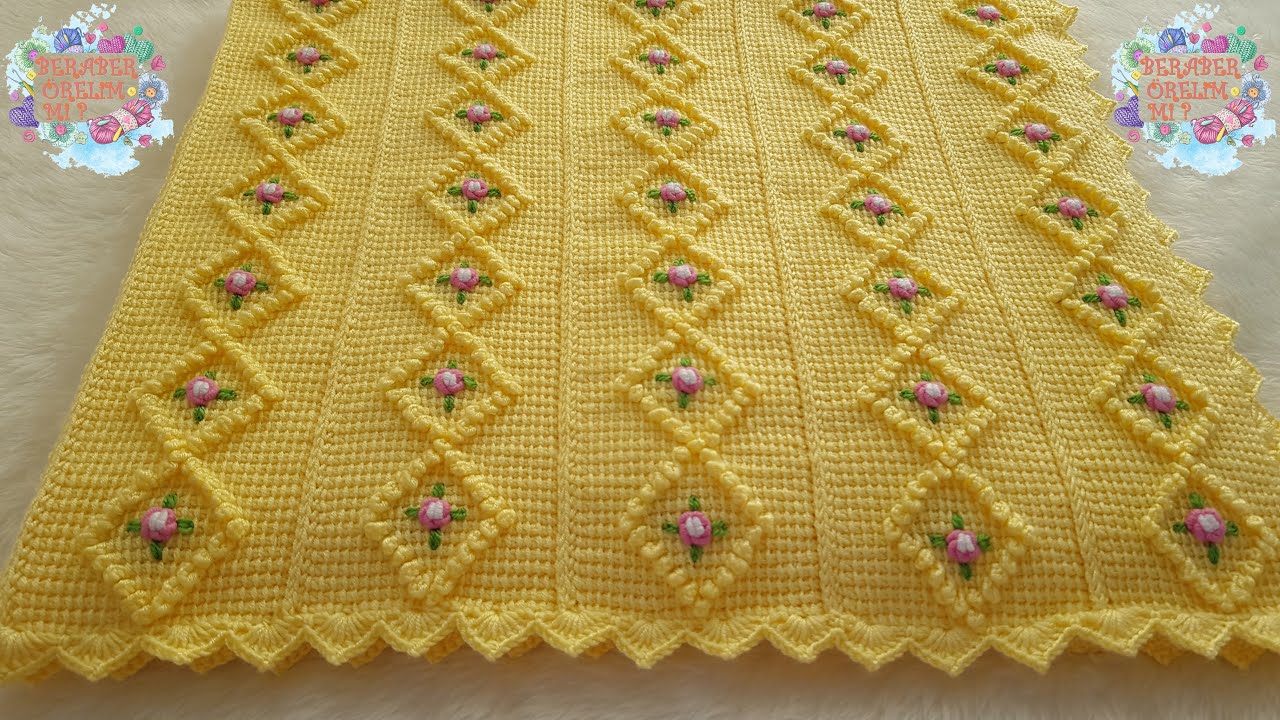 Tunus İşi Brezilya 🧶 Nakış İşlemeli Bebek 👶 Battaniyesi 1. Bölüm