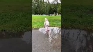 Funny Kid Moments 👣 Splashing in Puddles 🌧️ #Shorts