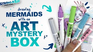 PASTEL WATERCOLOR BRUSH PENS! | Mystery Art Supplies | Scrawlrbox Unboxing | Mermay