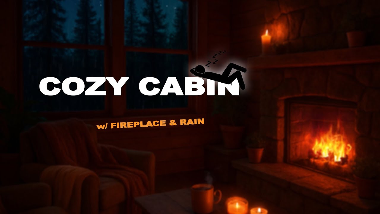 Ultimate Cozy Cabin Ambience: Crackling Fireplace + Gentle Rain