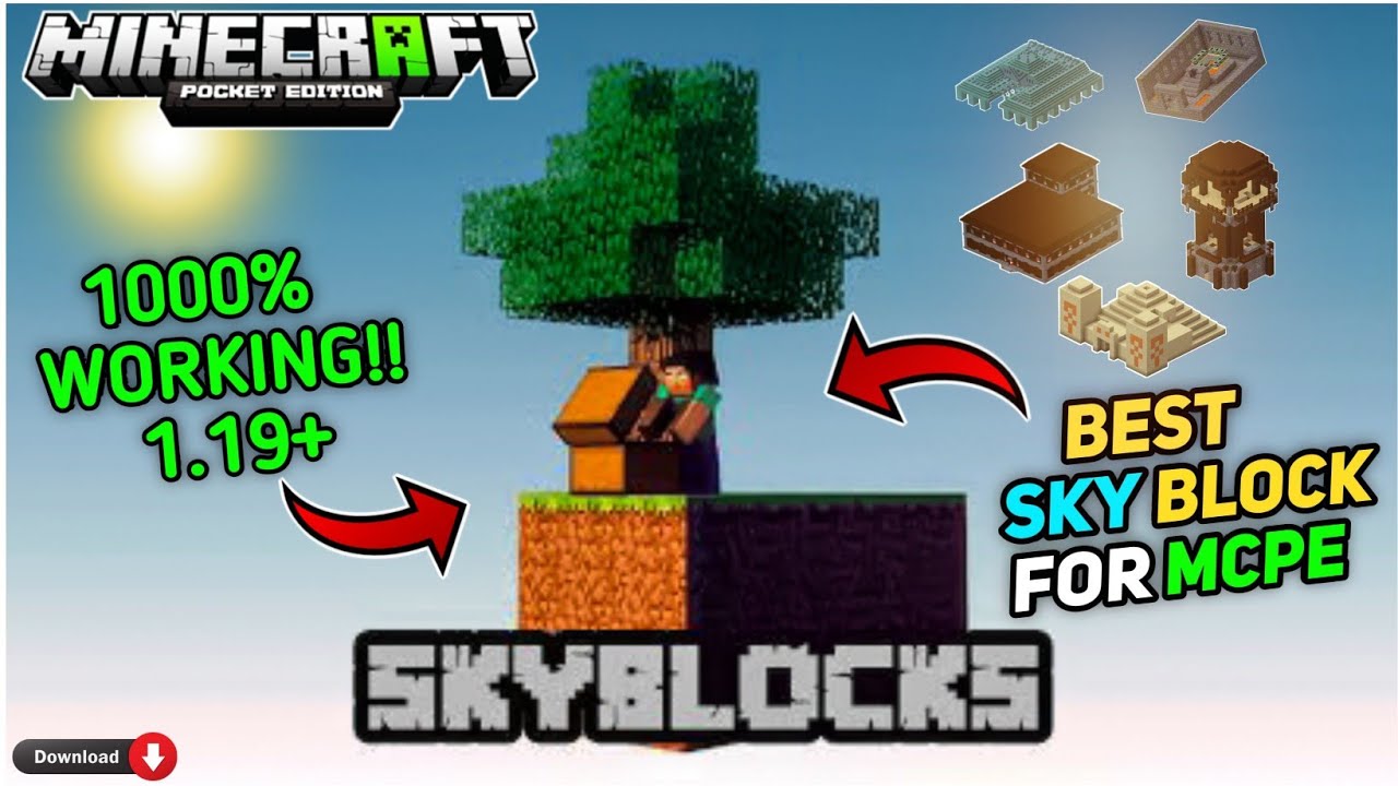 Skyblock map for minecraft pocket edition 1.19 how to get skyblock