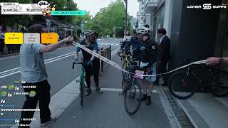 Connor, Mouse, Pete, Chris cross Cyclethon FINISH LINE