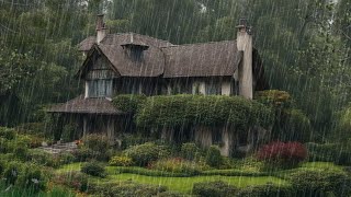 ⛈️Heavy Rain with Distant Thunder Sounds around A Resort - Forest Rain Sounds for Sleeping,Relaxing