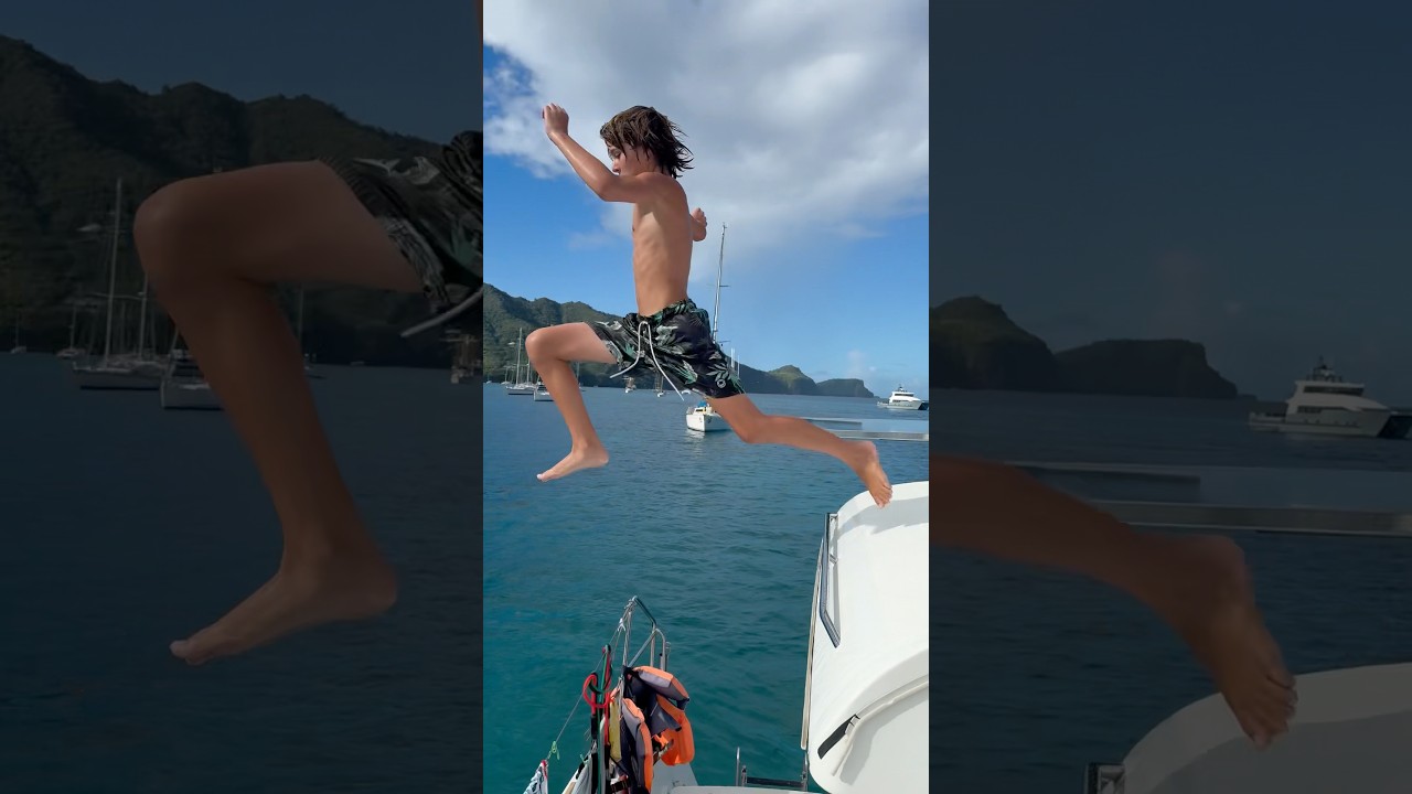 Kid Jumps Off the Top of Our Sailboat! 🤯⛵