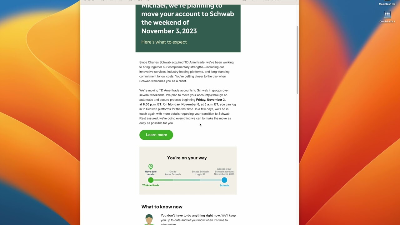 Schwab Transition Email