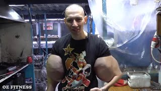 Russian Hulk Gets An Oil Change For His Arms