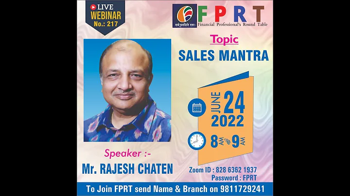 SALES MANTRA | Webinar By Speaker Mr. Rajesh Chate...