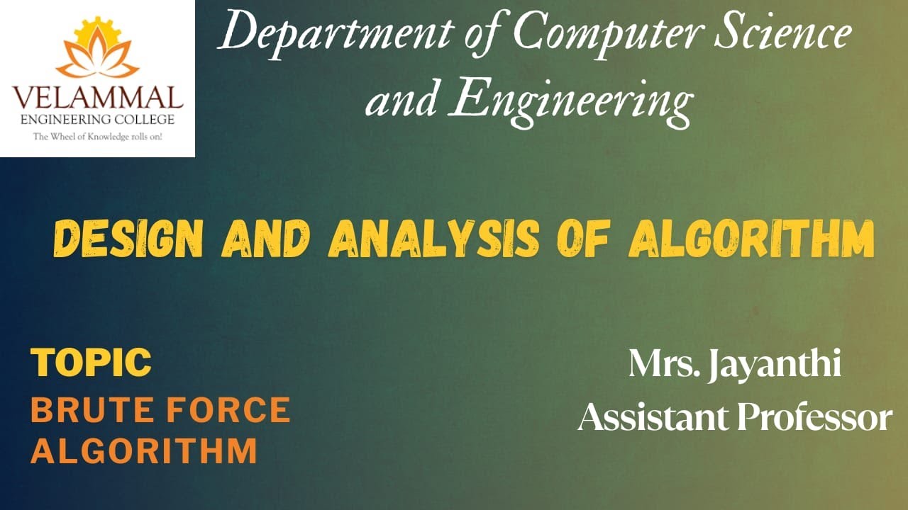 Design and Analysis of Algorithm | Brute Force Techniques - YouTube