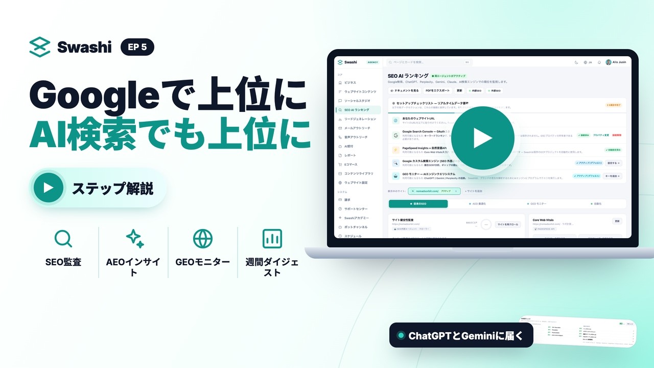 SwashiでSEO・AEO・GEOとAI検索の順位をモニタリングする方法
