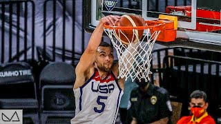 三大球星合體技 Damian Lillard 抄截後 Kevin Durant 當起控衛空中接力 Lavine美國 Vs 西班牙 東京奧運熱身賽美國男籃美國隊