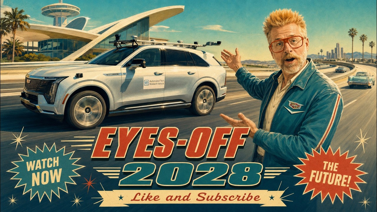 Cadillac plans to bring eyes-off driving to the 2028 Escalade IQ, beginning on highways. Nik Miles explains how it differs from today’s Super Cruise.

Right now, Super Cruise provides hands-free driving on compatible roads, but the driver must continue watching the road. GM’s next-generation system is intended to go much further, allowing the driver to look away under approved conditions while the Cadillac handles the driving task.

Nik tests today’s Super Cruise in the Cadillac Escalade IQ and investigates the sensor-covered Cadillac Escalades and GMC Yukons appearing on public roads. These unusual vehicles are collecting real-world information about traffic, weather, construction and driver behavior to help GM develop its future automated-driving technology.

Discover how GM uses cameras, radar, lidar, simulation and more than a billion miles of Super Cruise experience to prepare for eyes-off driving. We also examine driver monitoring, automatic lane changes, takeover warnings, minimum-risk maneuvers and the turquoise lighting that will indicate when eyes-off operation is available.

Important: Today’s Super Cruise still requires the driver’s complete attention. GM’s eyes-off system remains under development, and its availability and permitted use may vary by state.

When eyes-off driving becomes available, would you trust your Cadillac enough to look away? Tell us in the comments.

Subscribe to Test Miles for independent vehicle reviews, automotive technology and the stories changing how we drive.

Visit: https://www.testmiles.com

#Cadillac #EscaladeIQ #SuperCruise