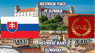 Historical Flags of Slovakia and other countries that had the most land out of it (9 AD-1993)