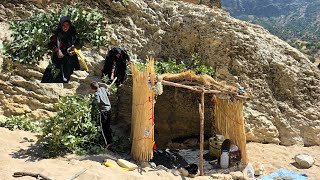 A lonely nomadic woman in Zagros | The fight for survival and building a wooden hut by the river