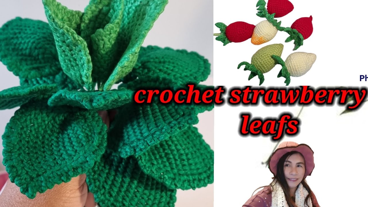 crochet strawberry 🍓 leaf/ ถักใบสตอเบอรีไหมพรม