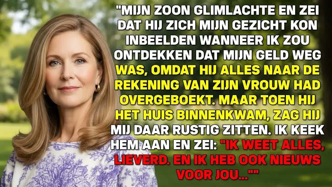 Ik kwam terug voor mijn leesbril en hoorde mijn eigen zoon aan de telefoon lachen. “Schat, het is gelukt. Ik heb al het geld overgemaakt. Ze vertrouwt me te veel.” Tweehonderdtachtigduizend euro....