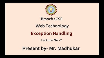 Web Technology | Exception Handling | AKTU Digital Education