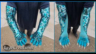 Randomized Premium Blues on XL Half Wrap Dragonscale Gauntlets - Satisfying ASMR - JayeCreations