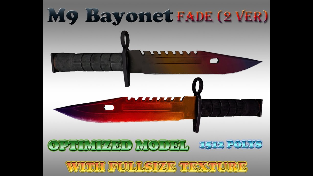 CS:GO M9 BAYONET FADE HD skin for cs 1.6 (2 versions) - YouTube