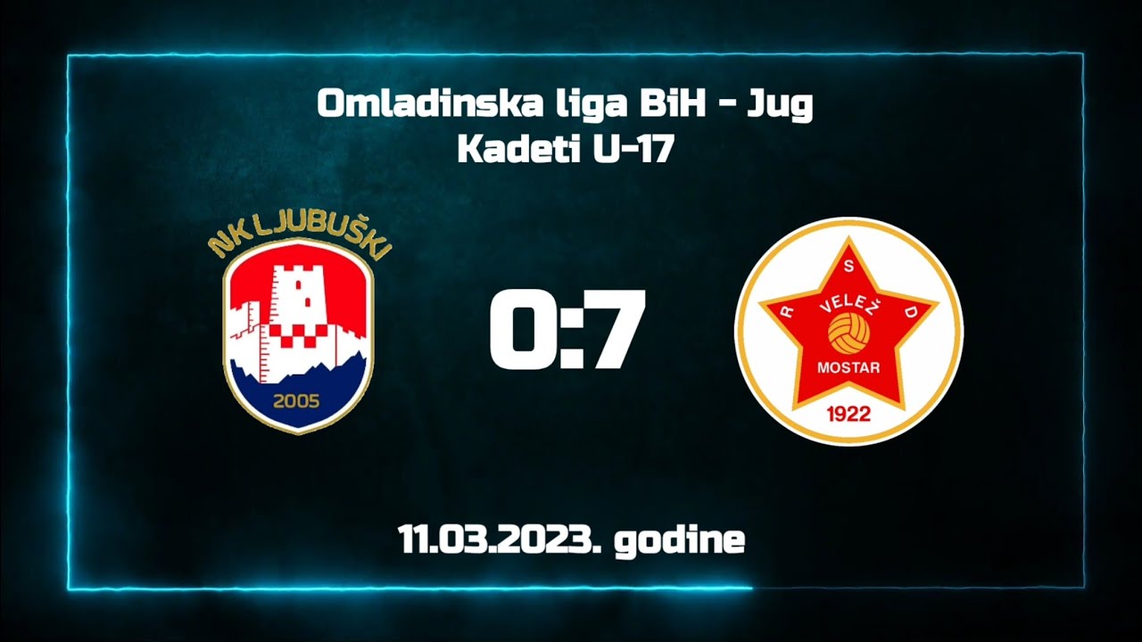 NK Ljubuški - FK Velež 0:7 (17. kolo Omladinske lige BiH - Jug) - Kadeti U-17 - Cijela utakmica