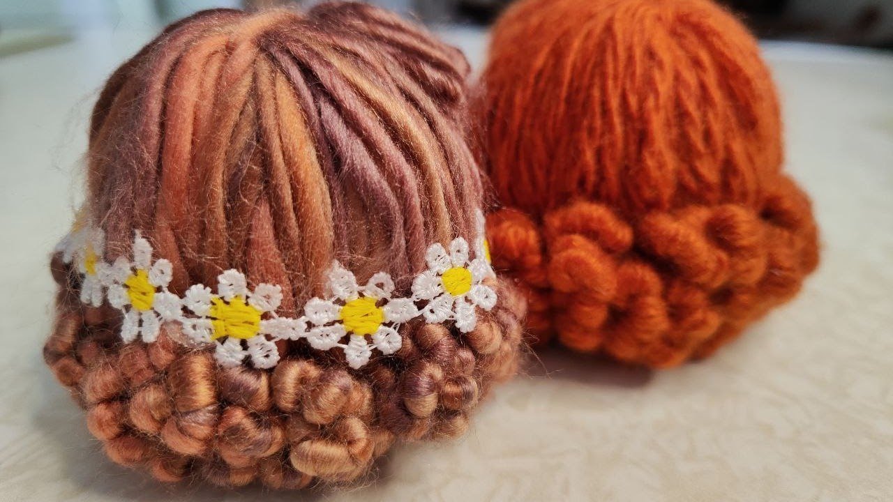 #рукоделие ОЧЕНЬ красивая прическа из пряжи для текстильной куклы.