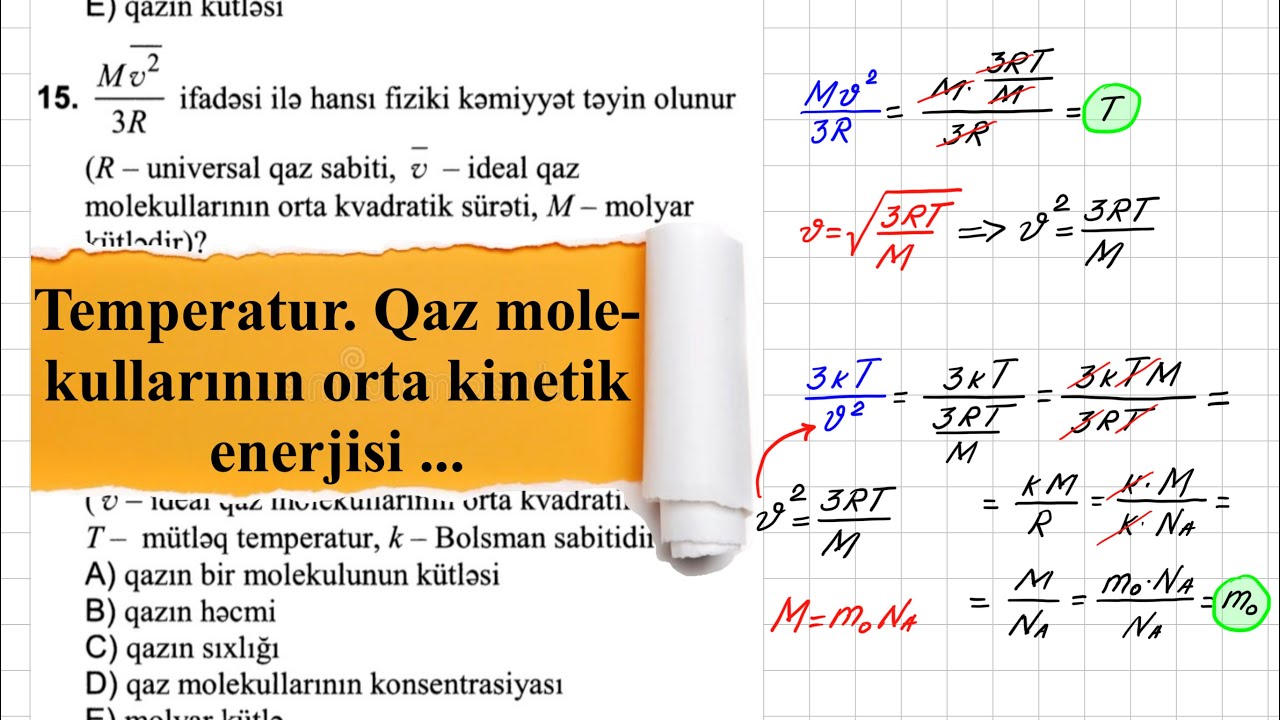 DİM 2025 Fizika test toplusu. Temperatur. Qaz molekullarının orta kinetik enerjisi
