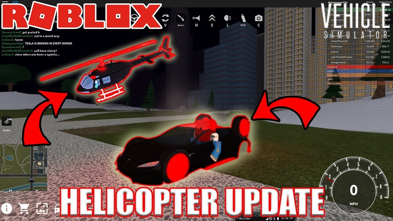 Amazing Helicopter And Tesla Roadster 2 0 Update Roblox Vehicle