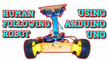 HUMAN FOLLOWING ROBOT USING ARDUINO - INCLUDES DESCRIPTION,  LINK TO PROJECT FILES & CIRCUIT DIAGRAM