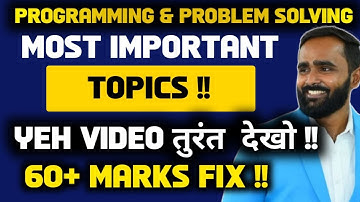 Most Important Topics|Programming and Problem Solving|Pradeep Giri Sir |sppu