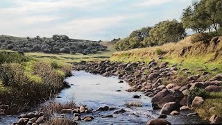 How To Paint Beautiful River Side Landscape With Acrylic | Time Lapse |#57