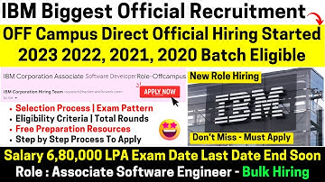 IBM OFF Campus Direct ASE Role Hiring 2023 | 2022-2020 BATCH! No 60% Criteria Exam Test Mail 6.8 LPA