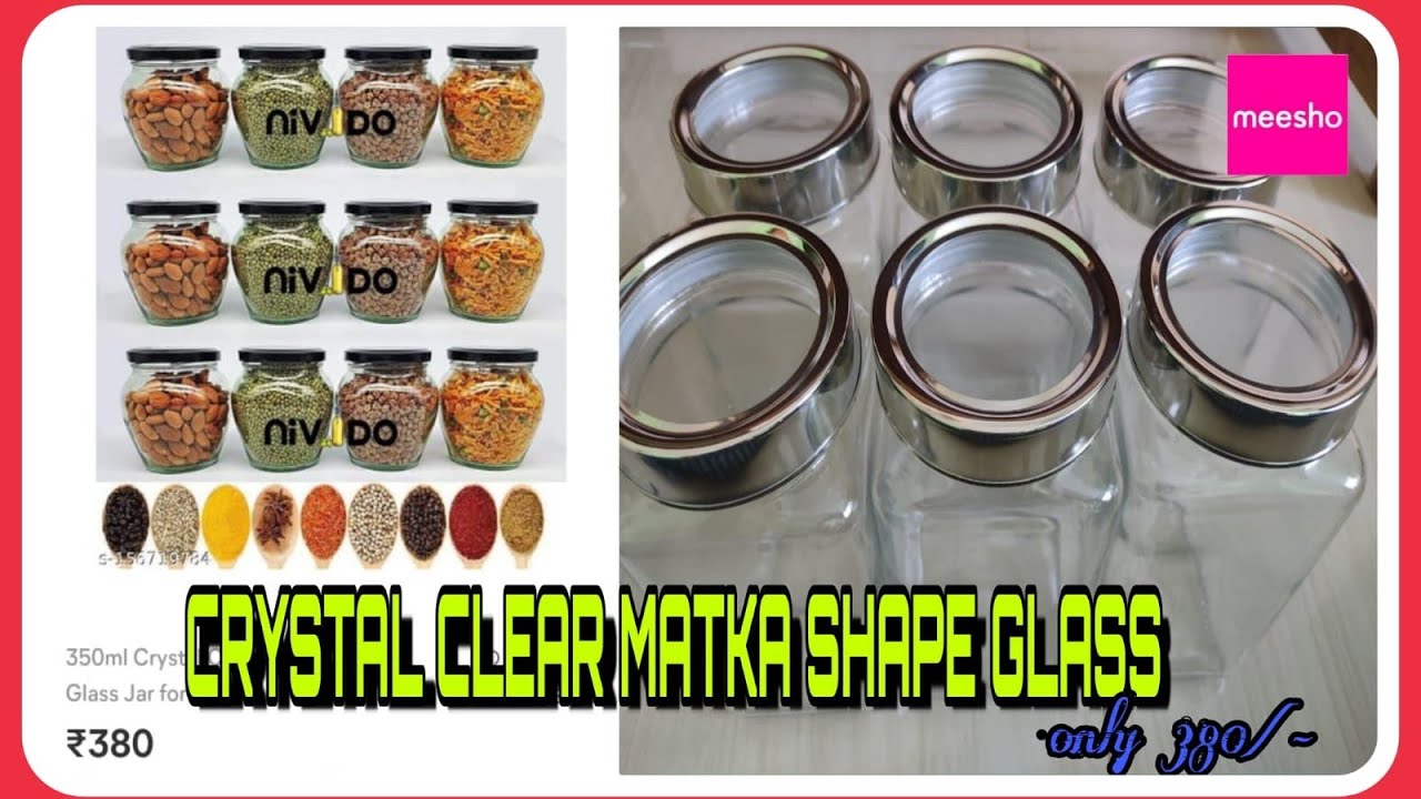 Meesho Glass Jars Haul matka Shape Glass Container Review In Kannada meesho-glass-jars-haul-matka-shape-glass-container-review-in-kannada